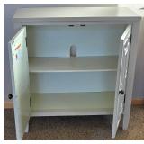 LR - Cabinet with woven accents - light gray finish