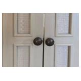 LR - Cabinet with woven accents - light gray finish