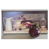 LR - Kathryn Wood Signed Painting Fleurs de Paris and Decorative Jug