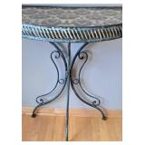 LR - Wrought Iron Half-Moon Console Table, Distressed Patina