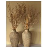 LR - Woven Ceramic Vases with Dried Foliage (2) & Planters with Faux Foliage (2)