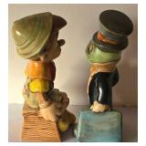 LR - Walt Disney Ceramic Pinocchio & Jiminy Cricket Figures