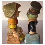 LR - Walt Disney Ceramic Pinocchio & Jiminy Cricket Figures