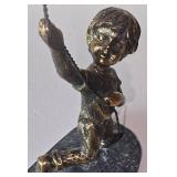 LR - Resin Boy & Girl Kite Flier Sculpture