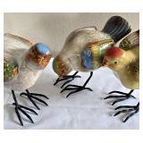 LR - Ceramic Bird Figurines With Metal Legs - Set of 3, 5 Inches Tall