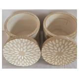 K - Wooden Canisters With Lids Pair and Ceramic Planter