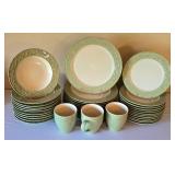 K - Pier 1 Stoneware Antique Floral Dinnerware Set - 12 Dinner Plates, 12 Salad Plates, 11 Bowls, 2 Mugs