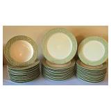 K - Pier 1 Stoneware Antique Floral Dinnerware Set - 12 Dinner Plates, 12 Salad Plates, 11 Bowls, 2 Mugs