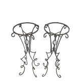DR - Marble-Topped Metal Plant Stands (Pair)