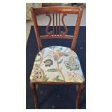 DR - Vintage Wood Chair - Floral Upholstery