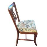 DR - Vintage Wood Chair - Floral Upholstery
