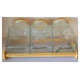 K - Canister Set on Wood Stand with Lids - 3 Canisters + Utensil Crock, Graters & Measuring Cups