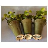 K - Decorative Olive Ceramic Vases & Apothecary Jar (Lot of 6)
