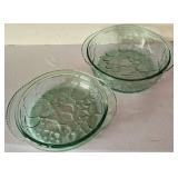 K - Green Glass Covered Casserole Set