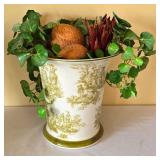 K - Carson Welcome Block Sign Lot with 2 Tin Wall Plaques, 35-inch Wooden Candleholder, 8-inch Flower Pot