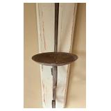 K - Carson Welcome Block Sign Lot with 2 Tin Wall Plaques, 35-inch Wooden Candleholder, 8-inch Flower Pot