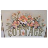 K - Carson Welcome Block Sign Lot with 2 Tin Wall Plaques, 35-inch Wooden Candleholder, 8-inch Flower Pot