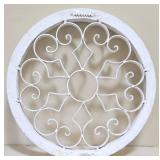 MR - White Metal Wall Shelf, Round Wall Hanging and Wooden Wall Hook Plaque