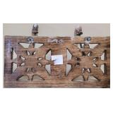 MR - White Metal Wall Shelf, Round Wall Hanging and Wooden Wall Hook Plaque