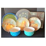 MR - Pier 1 Imports Stoneware Floral Fruit Platter Set (8 pcs)