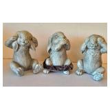 O - Decorative Resin Rabbit Figurines Hear No Evil See No Evil Speak No Evil and Decorative Stools