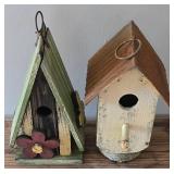 O - Vintage Wood & Tin Birdhouses, Largest 13 in Tall, Gnome & Sign