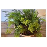 O - Butterfly Vase w/ Faux Foliage & Dish w/ Foliage & Burlap Sunflower Basket