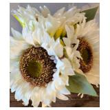 O - Butterfly Vase w/ Faux Foliage & Dish w/ Foliage & Burlap Sunflower Basket