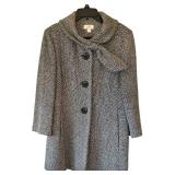 O2 - Ann Taylor Coat - Size 10 Tweed Herringbone, Scarf-Neck Detail