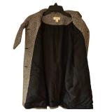 O2 - Ann Taylor Coat - Size 10 Tweed Herringbone, Scarf-Neck Detail