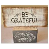 O2 - Heart Felt Wall Plaques Lot - Be Grateful, Pray More Worry Less, Be Grateful
