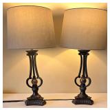DR - Bronze Marble Table Lamp Pair