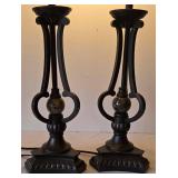 DR - Bronze Marble Table Lamp Pair