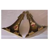 DR - Decorative Crafts Lacquered 4548 Gold Wall Shelves (Pair) & Ornate Corbels with 9x11 Framed Urn Print