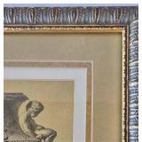 DR - Decorative Crafts Lacquered 4548 Gold Wall Shelves (Pair) & Ornate Corbels with 9x11 Framed Urn Print