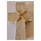 LR - Woven Basket with Natural Decor, Checkered Box & Cross - Rustic Decor Lot