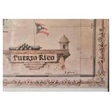 LR - Framed Caribbean Map and Pair of Map-Pattern Storage Boxes