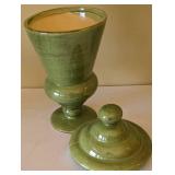 O2 - Green Glazed Apothecary Jar with Lid 12 in tall - 5-Piece Ceramic Lot