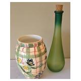 O2 - Green Glazed Apothecary Jar with Lid 12 in tall - 5-Piece Ceramic Lot