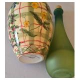 O2 - Green Glazed Apothecary Jar with Lid 12 in tall - 5-Piece Ceramic Lot