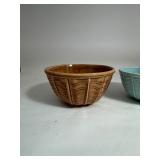 Lot of (2) Roseville Pottery Nesting Bowls & Teal Bauer Bowl