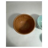Lot of (2) Roseville Pottery Nesting Bowls & Teal Bauer Bowl