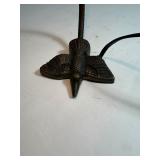 Brass Bronze Metal Hummingbird Painted Stained Glass Style Lamp