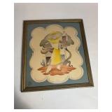 Airbrushed Watercolor Print from the 1940s by Bernard