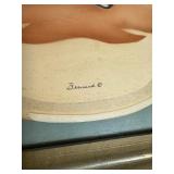 Airbrushed Watercolor Print from the 1940s by Bernard