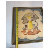 Airbrushed Watercolor Print from the 1940s by Bernard