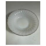 Lot of 2 Fire King White Swirl Serving Bowls with Gold Trim - Anchor Hocking