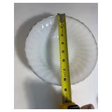 Lot of 2 Fire King White Swirl Serving Bowls with Gold Trim - Anchor Hocking