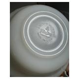 Lot of 2 Fire King White Swirl Serving Bowls with Gold Trim - Anchor Hocking