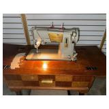 60s Singer Heavy Duty Sewing Machine in Walnut Wood - Works!